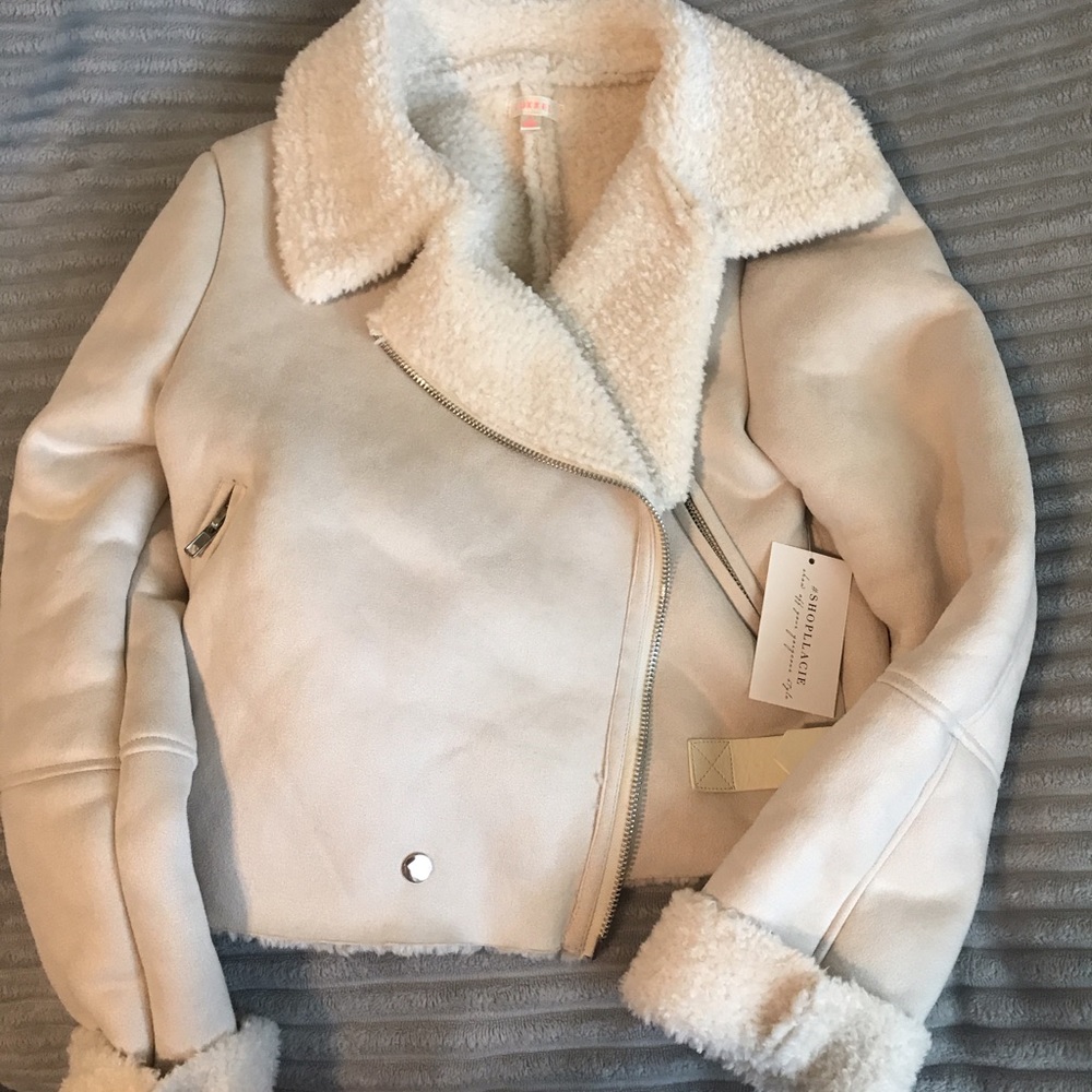 Llacie faux fur Moto jacket